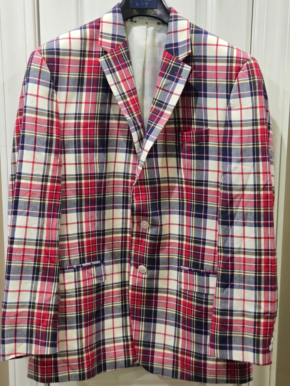 New Without Tags  Chaps Red, Navy & Cream Plaid Sport Coat